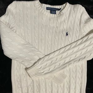 Cozy white cotton sweater unisex with minimal wear